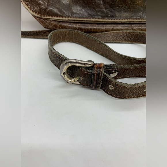 Vintage Force Ten West Leather Cross Body Western Style Hobo Purse With Concho - Picture 10 of 16